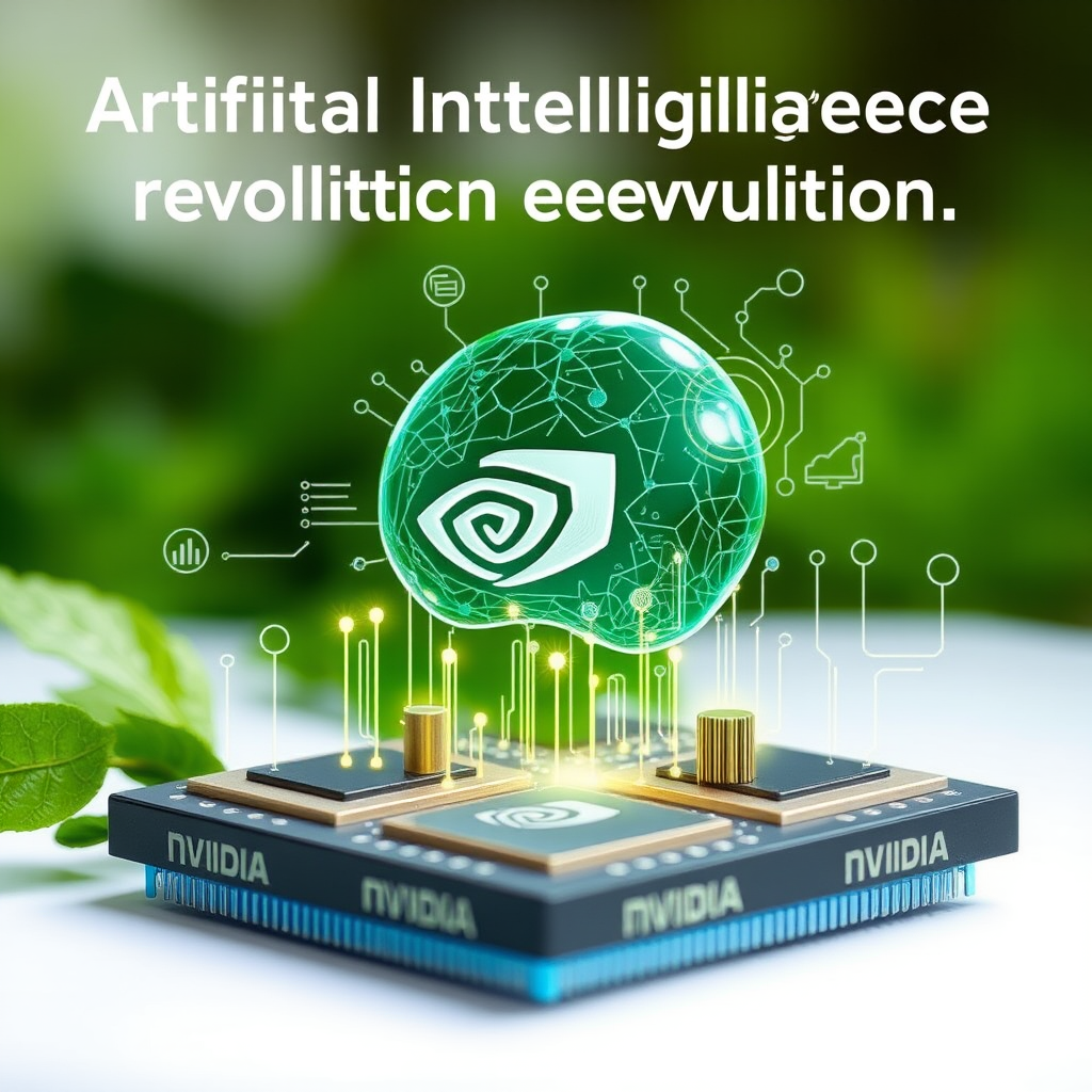 Grafické znázornění revoluce umělé inteligence společnosti NVIDIA s čipy a technologickými inovacemi