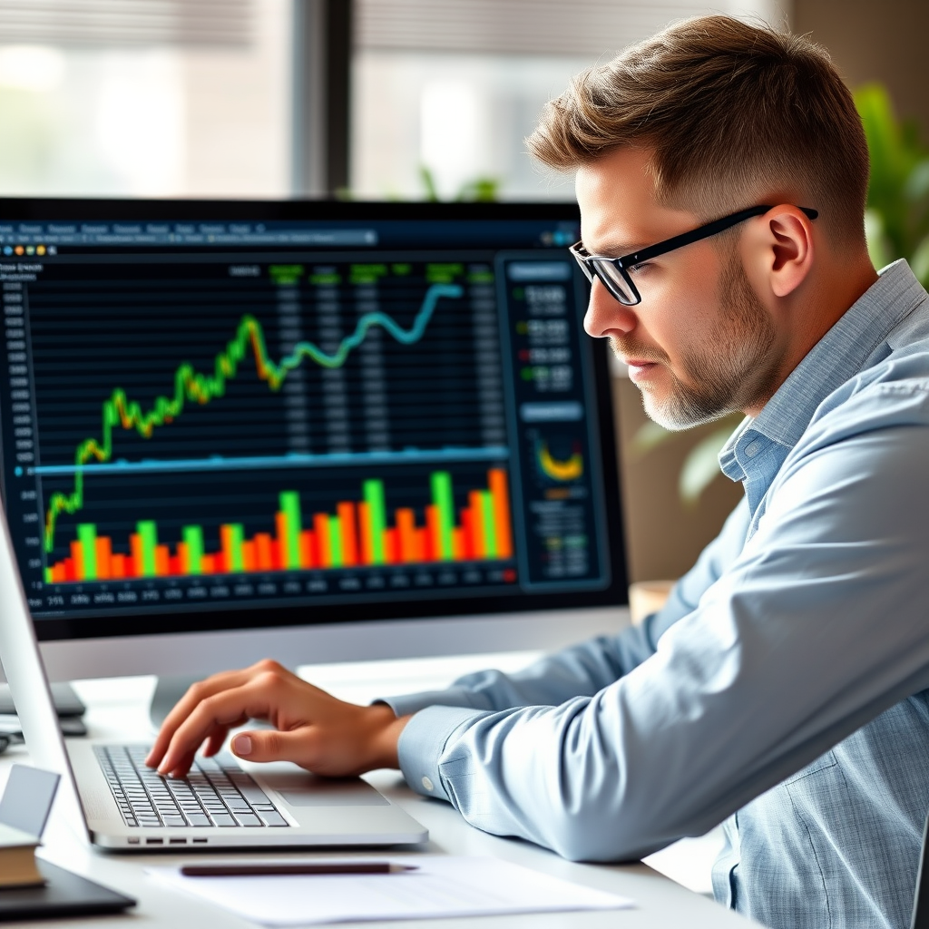Risk assessment specialist analyzing investment risk profiles, stress testing scenarios, and risk mitigation strategies on advanced financial modeling software